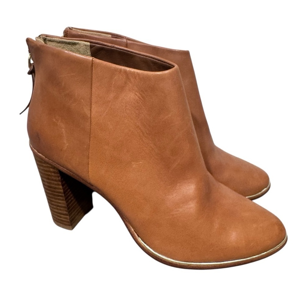 Ted Baker Loraca Brown Leather Casual Stacked Heeled Ankle Boots 9 1/2